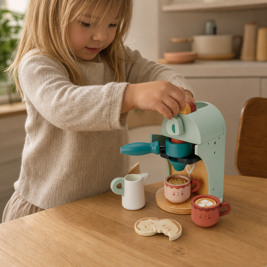 Barn leger med kaffemaskine Babyccino