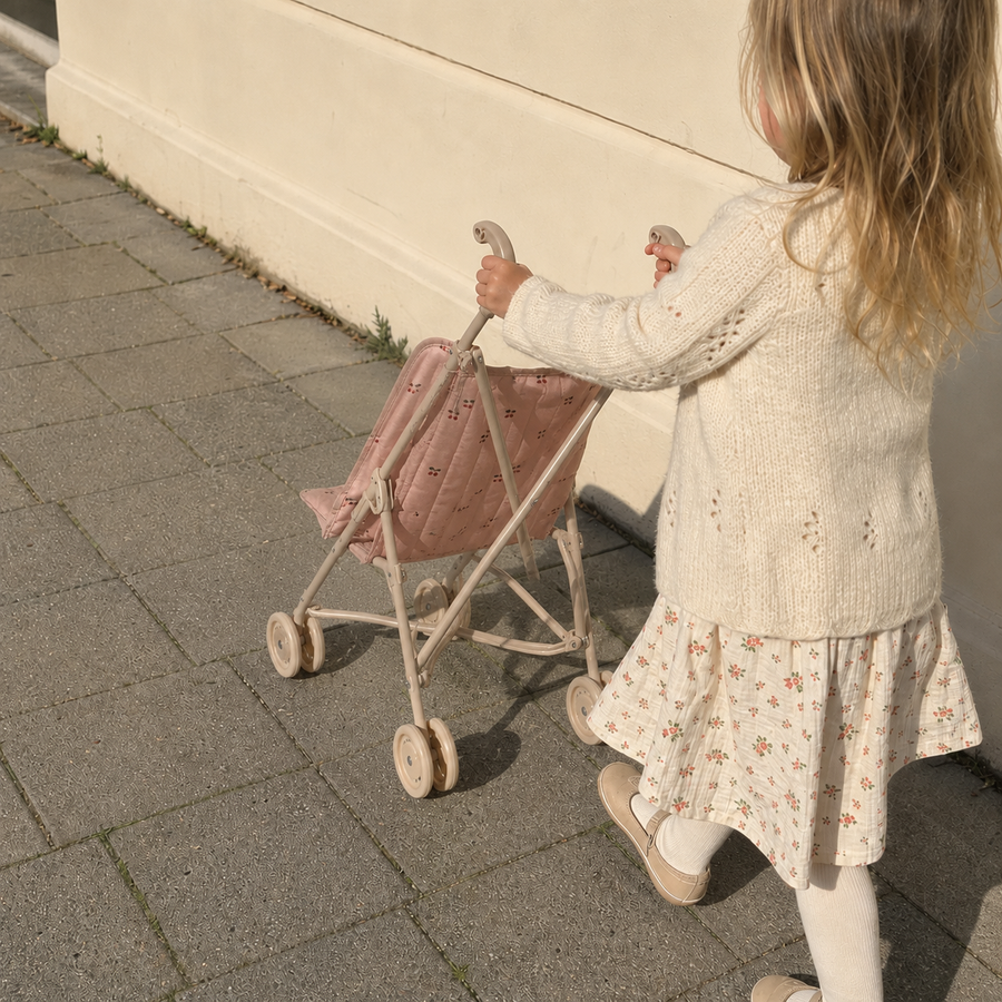 Barn leger med dukkeklapvogn Cherry blush