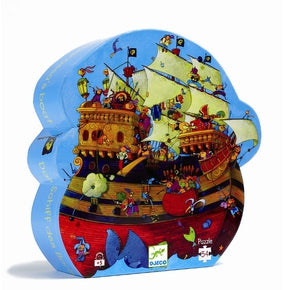 Pusle silhuetformet æske 54 brikker - 'Piratskib'