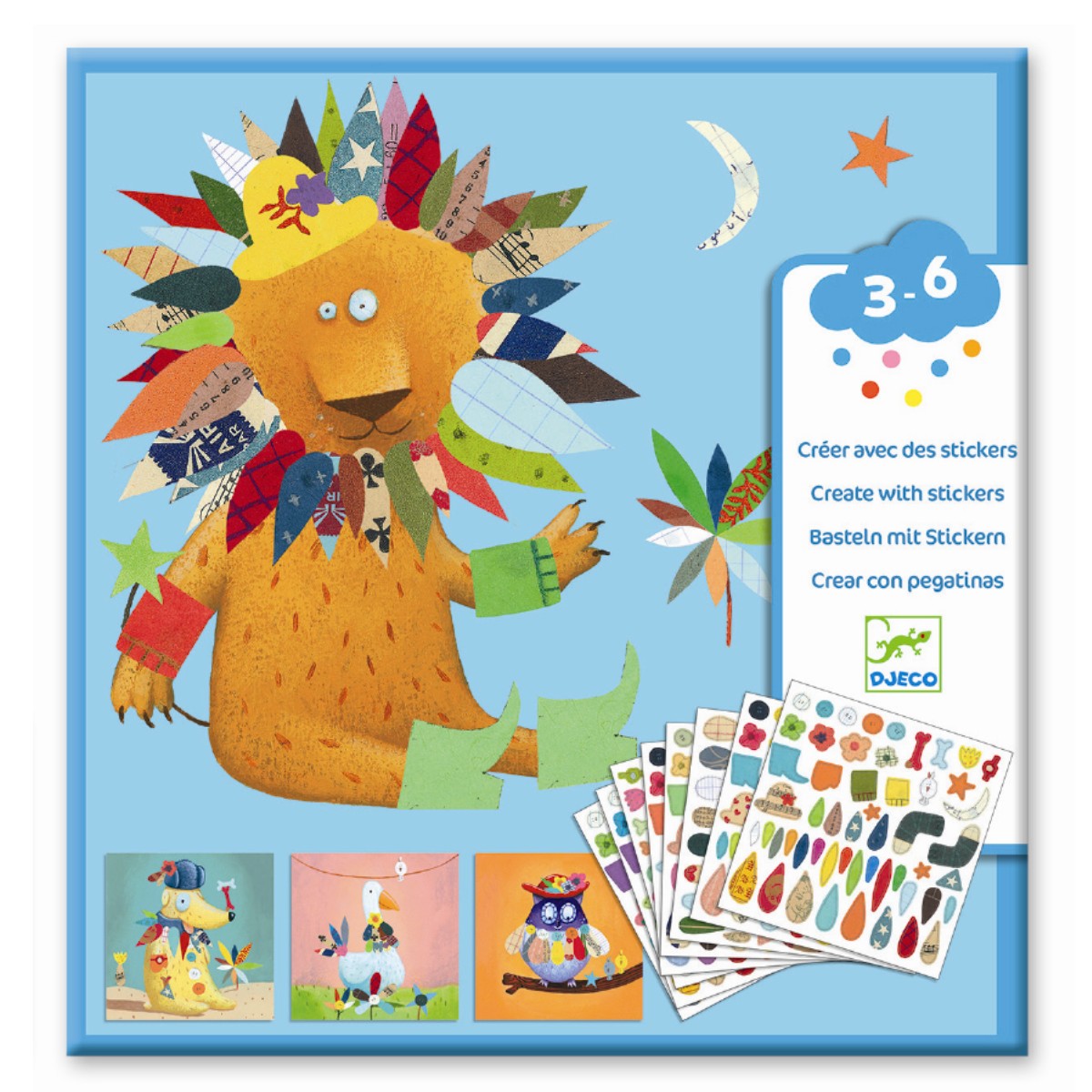 Klistermærkesæt - Løve og andre sjove dyr