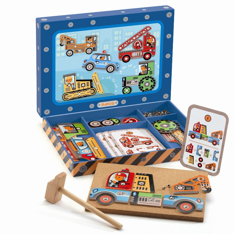 Hammermosaik med køretøjer