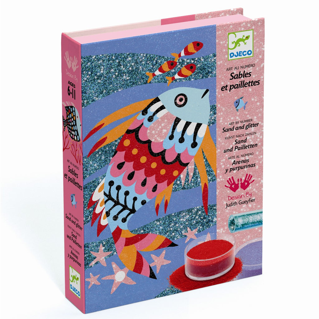 Sandbilleder med glitter - regnbuefisk