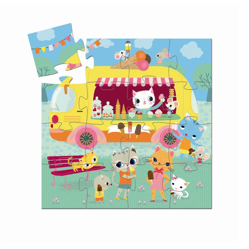 Pusle silhuetformet æske 16 brikker - 'Isbil'