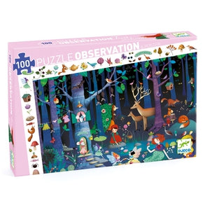 Observationspuslespil 100 brikker - 'Fortryllet skov'