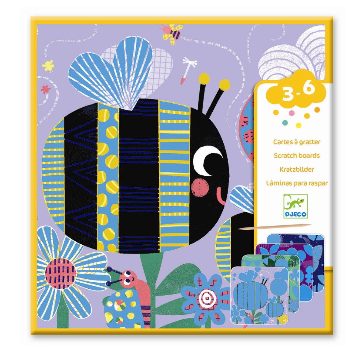 Skrabekort med små dyr og insekter