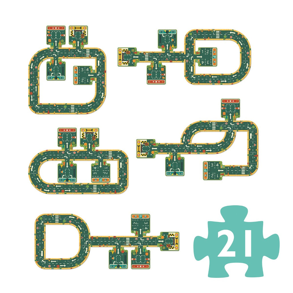 Pusle gigant 21 brikker - 'Veje og bilbane'