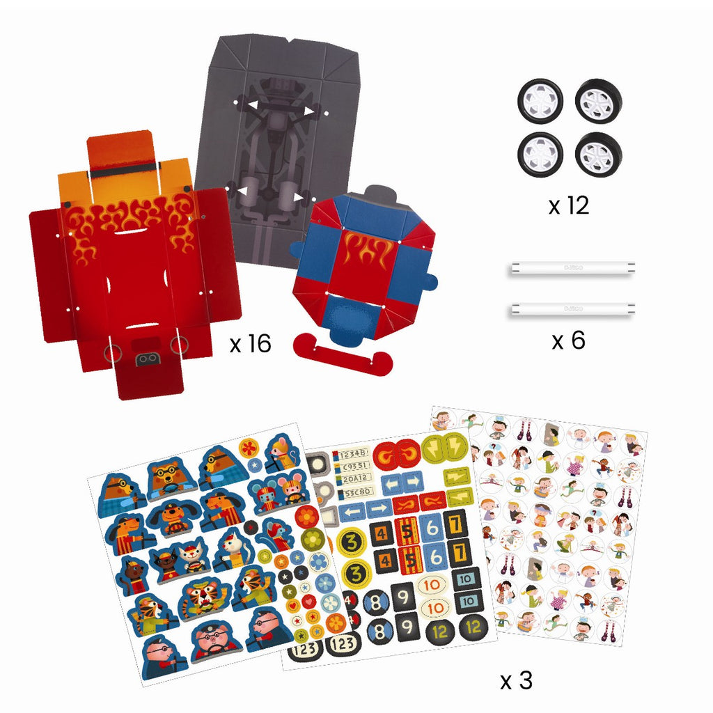 DIY - racerløbspakke med 3 racerbiler