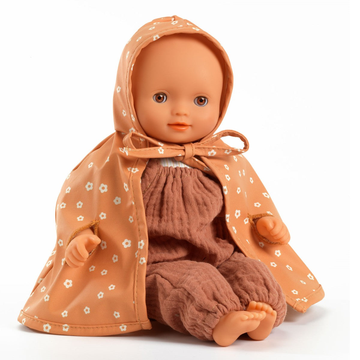 Dukketøj: Regnkappe med hvide prikker