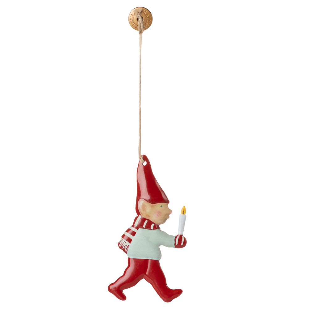 Metalophæng - nisse med stearinlys