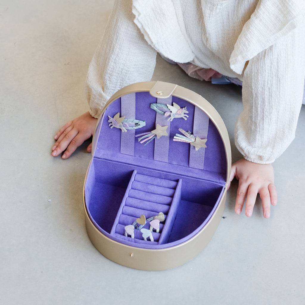 Smykkeskrin - Regnbueformet med glitter