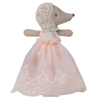 Babymus i dåbskjole - rosa