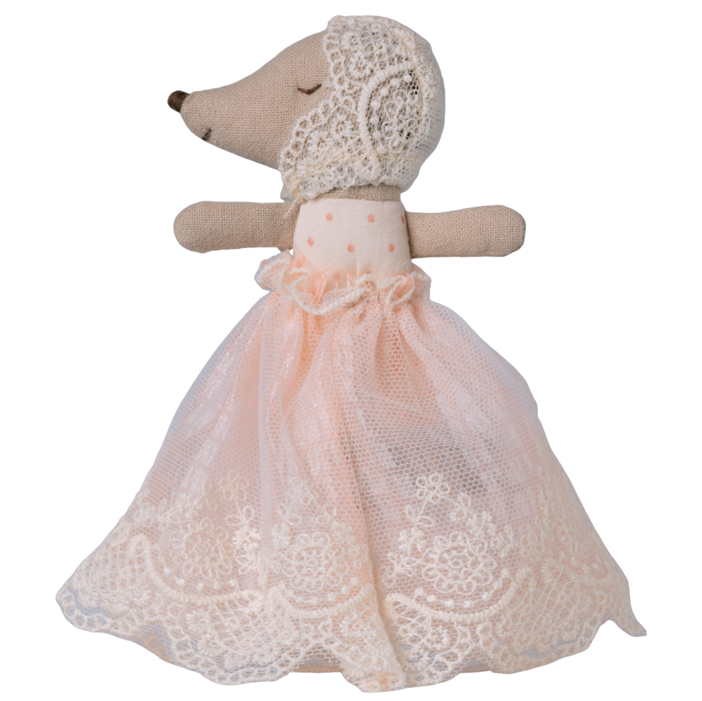 Babymus i dåbskjole - rosa