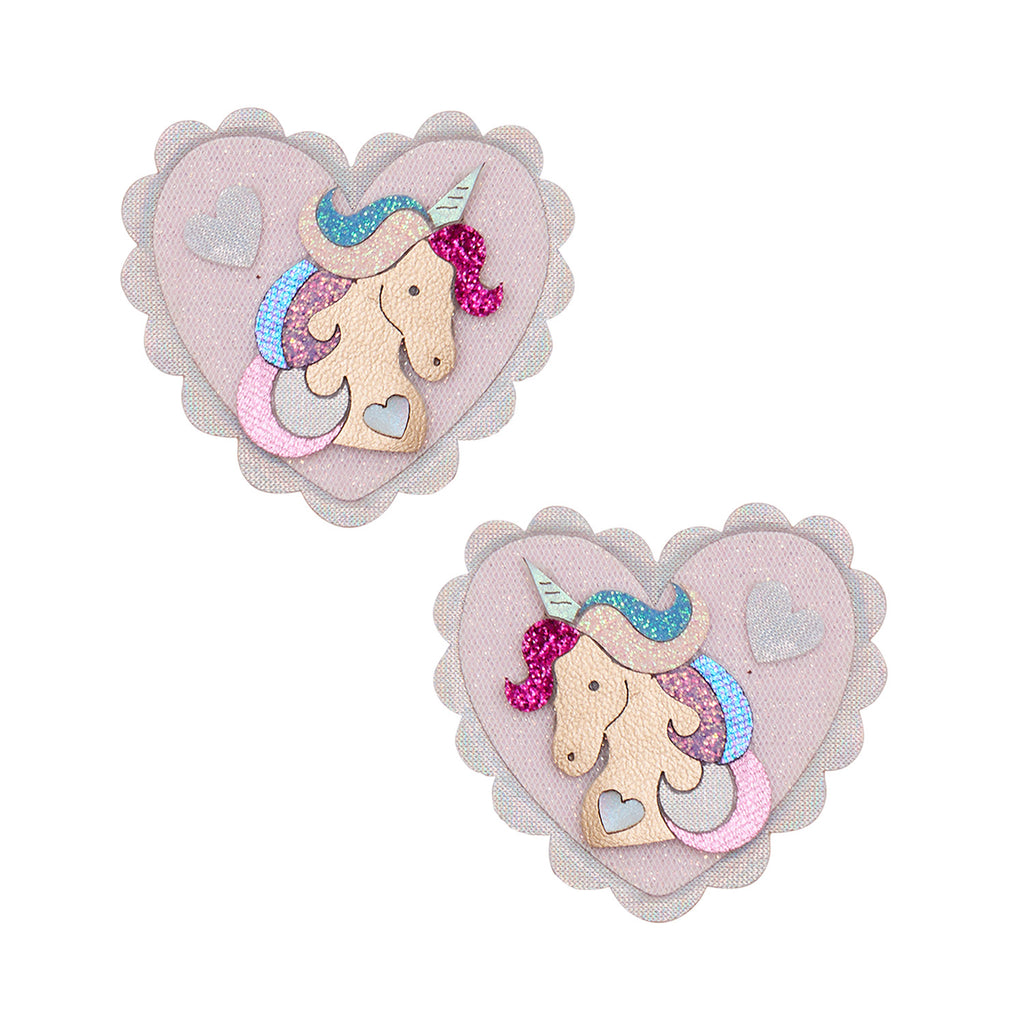 2 hårclips - large unicorn heart