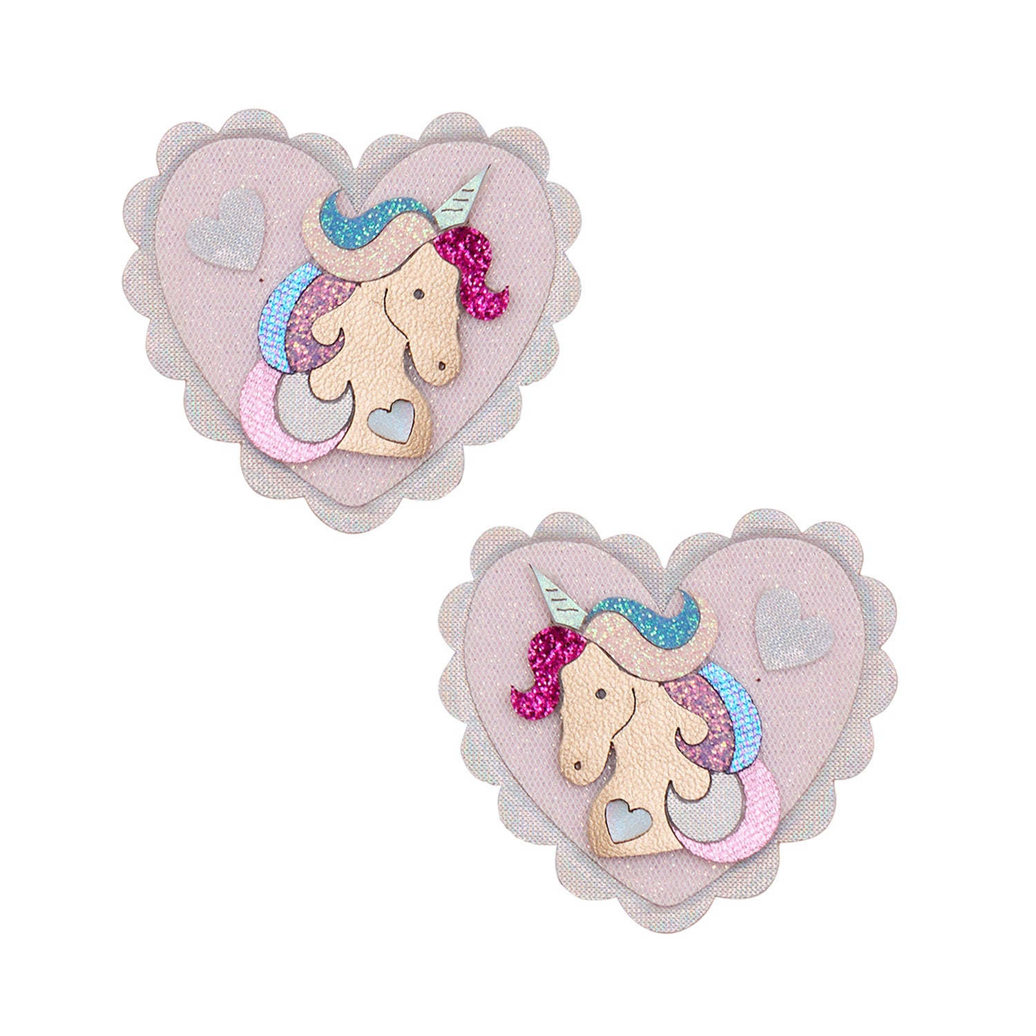 2 hårclips - large unicorn heart