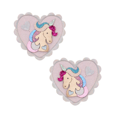 2 hårclips - large unicorn heart