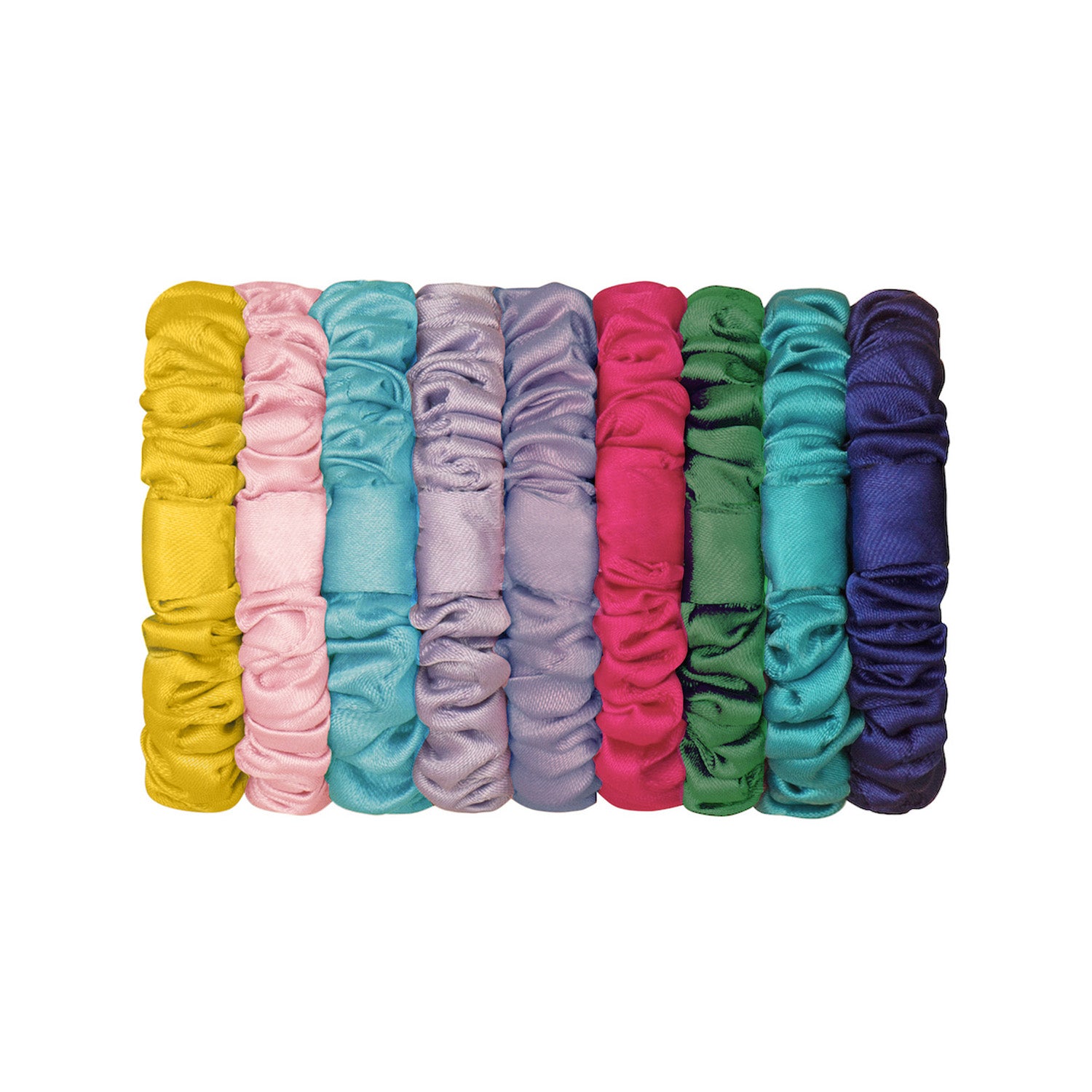 9 scrunchies hårelastikker - bright satin