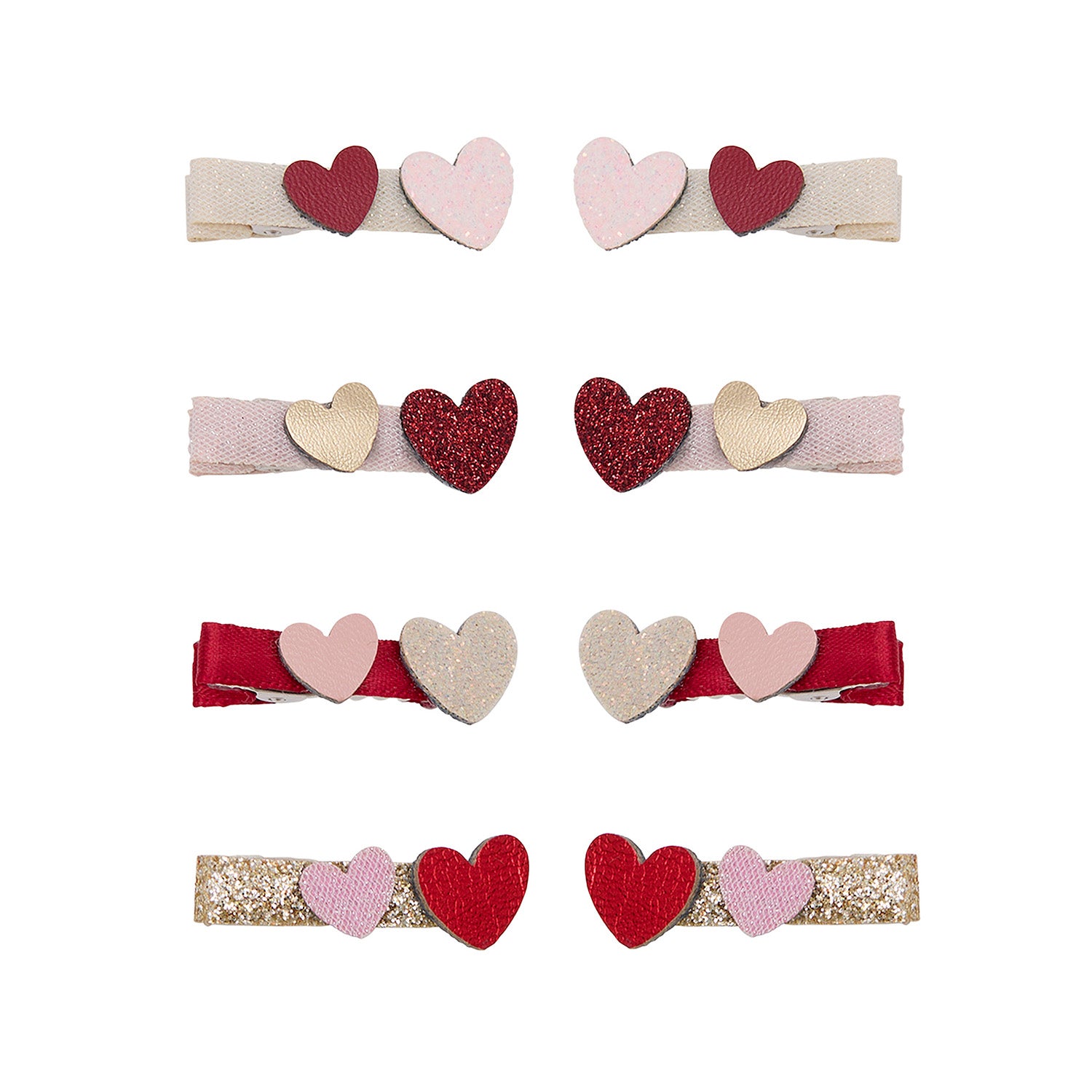 8 hårclips - teeny weeny heart