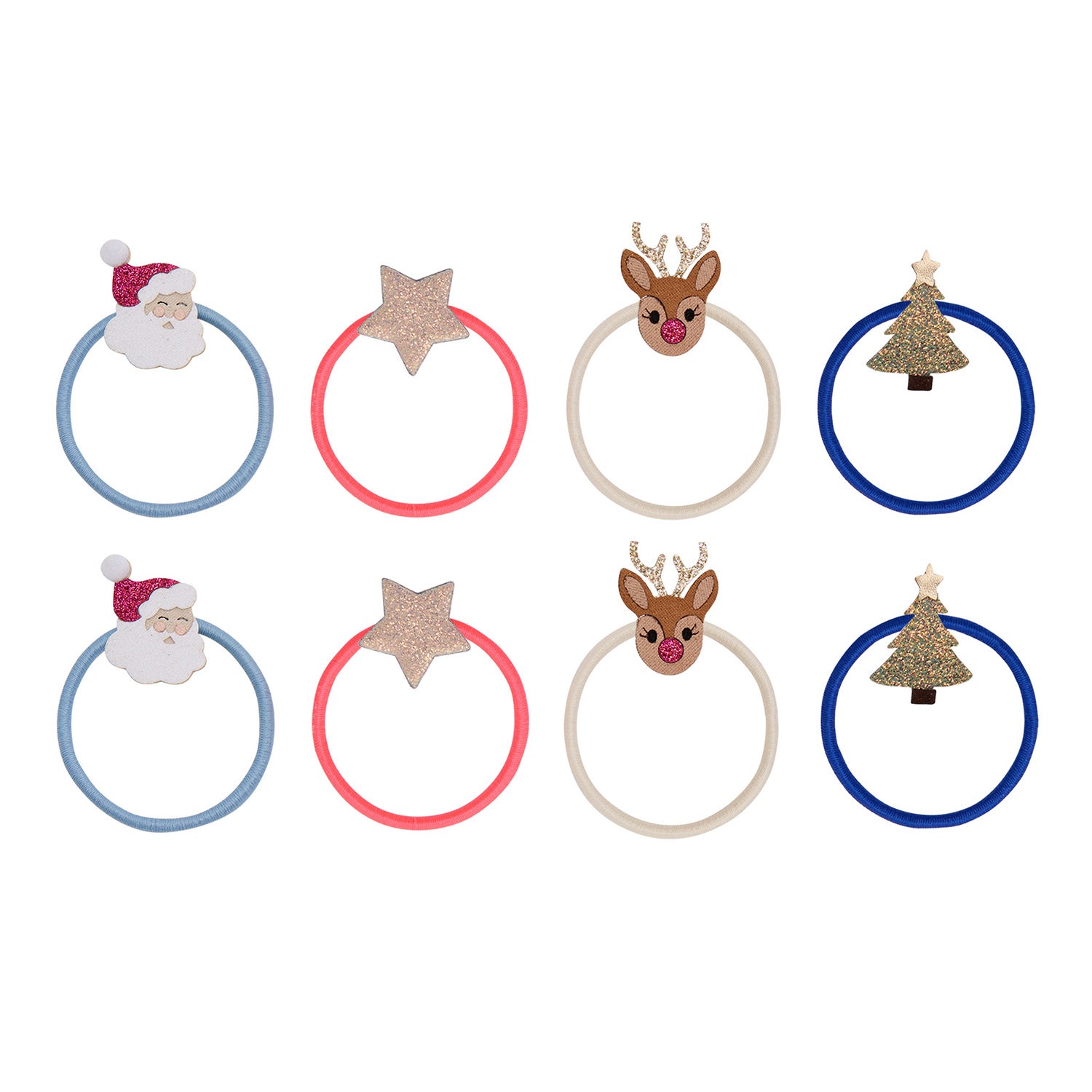 8 hårelastikker - mini christmas
