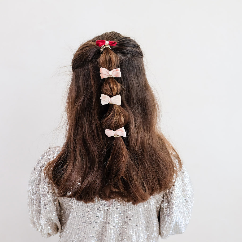 8 hårelastikker - glitter velvet bow