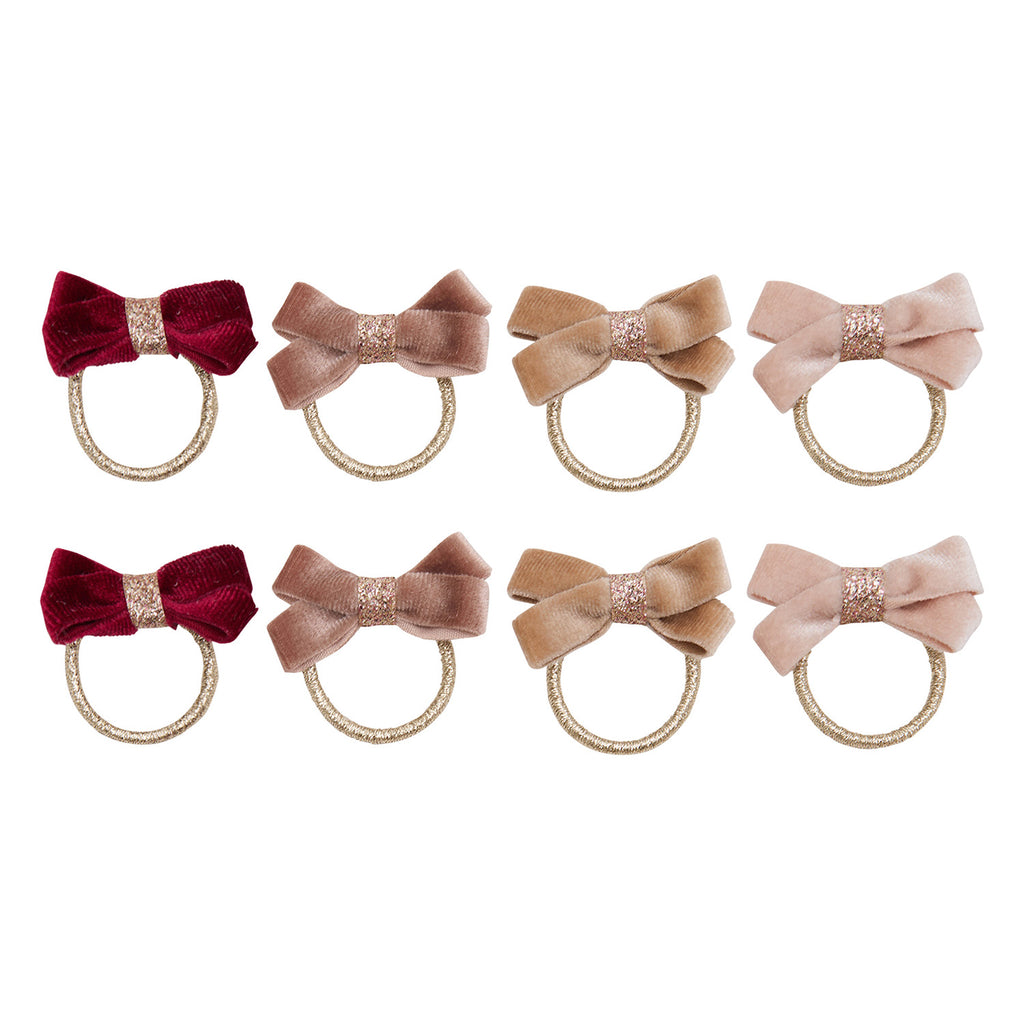 8 hårelastikker - glitter velvet bow