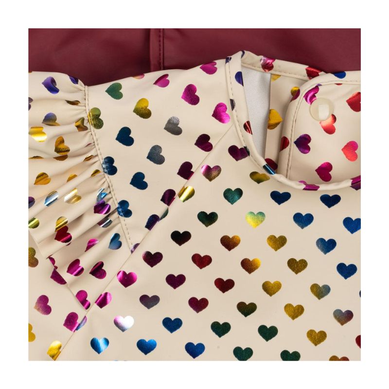 Spisesmæk med ærmer 2 pak - Coeur glitter/sangria