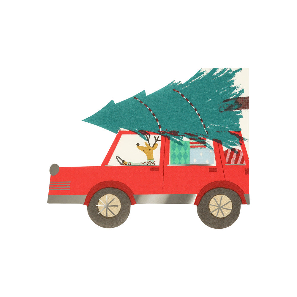 Servietter med rensdyr i bil