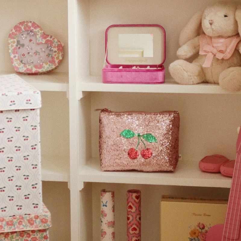 Toilettaske - Glitter med Kirsebær