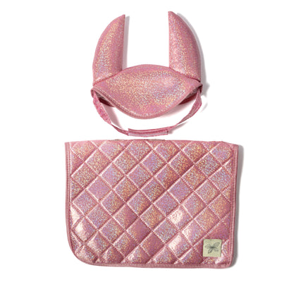 Sadelunderlag og hut - glimmer pink