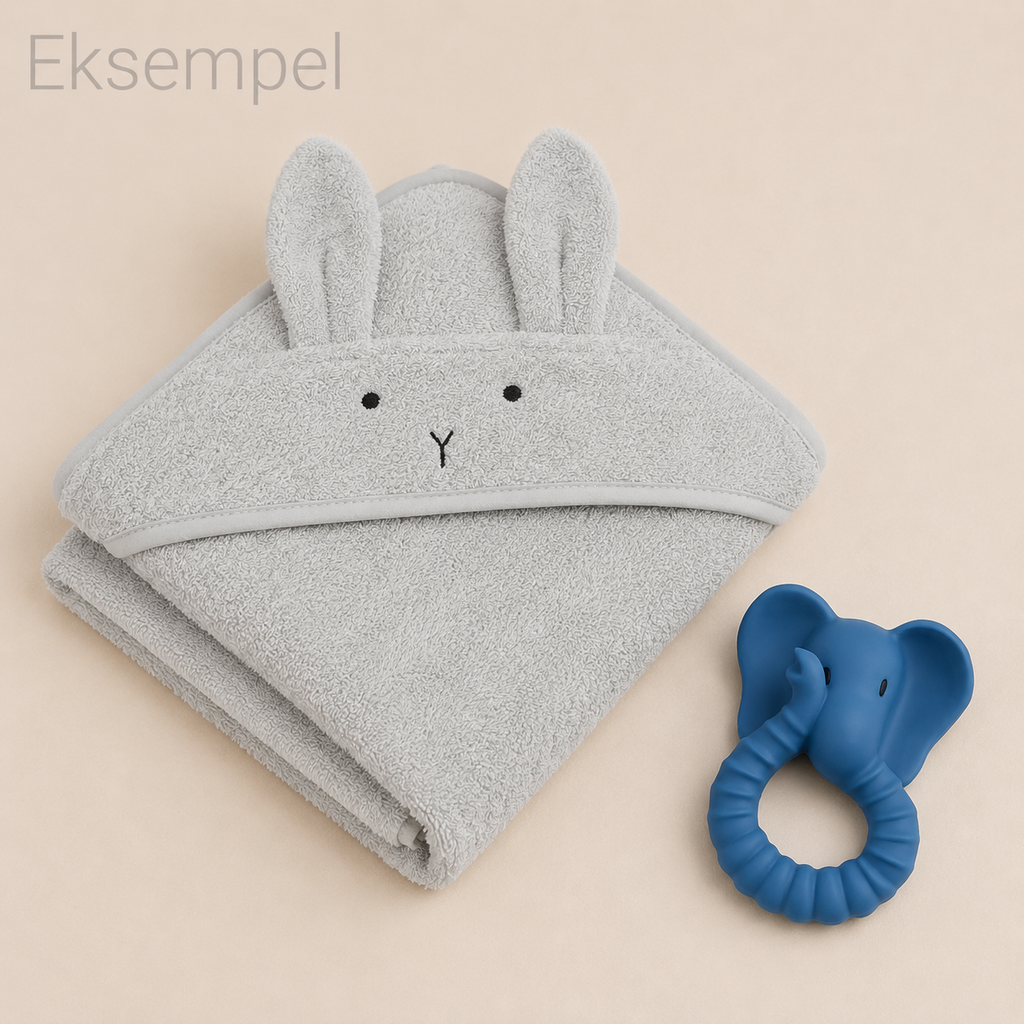 Barselsgave - Babyhåndklæde & Bidering BLÅ