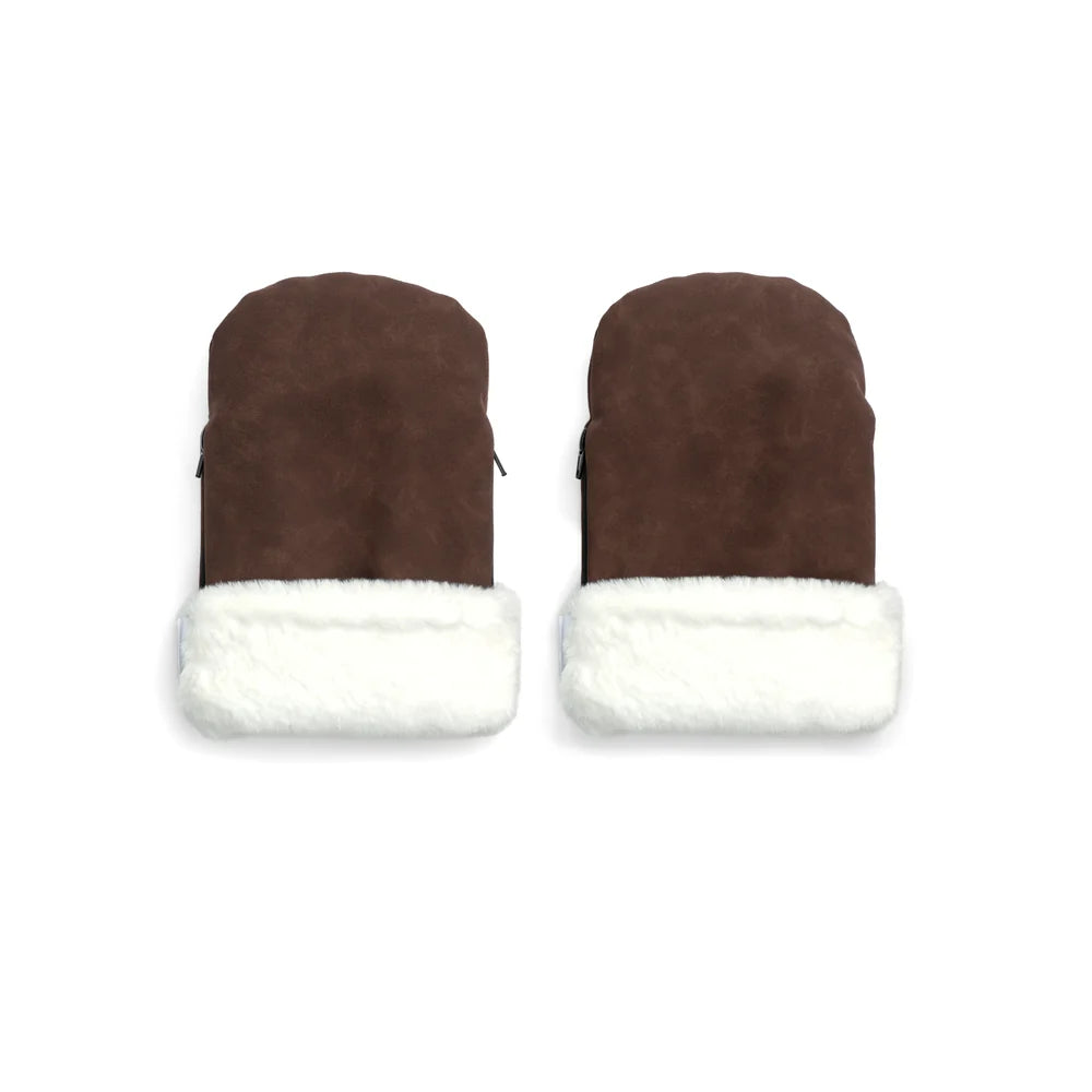 Østerbro barnevognshandsker - chocolate brown faux suede