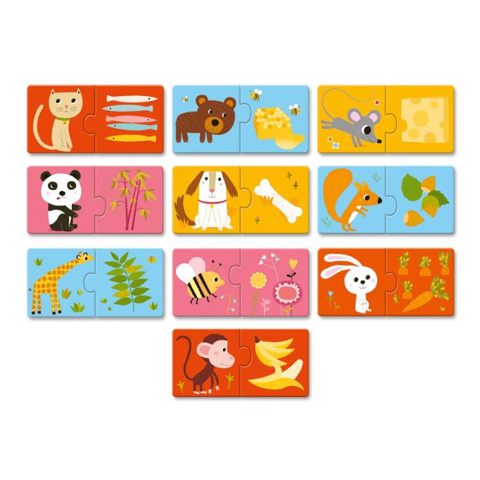 Puzzle DUO - dyr og deres spise