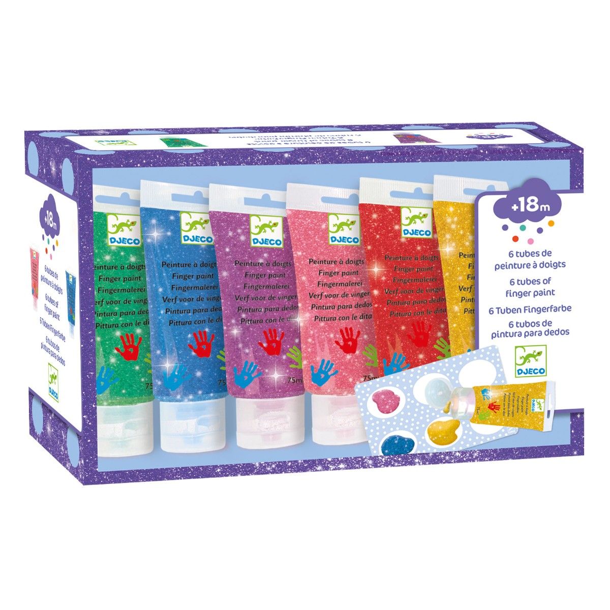 Fingermaling glitter 6 tuber