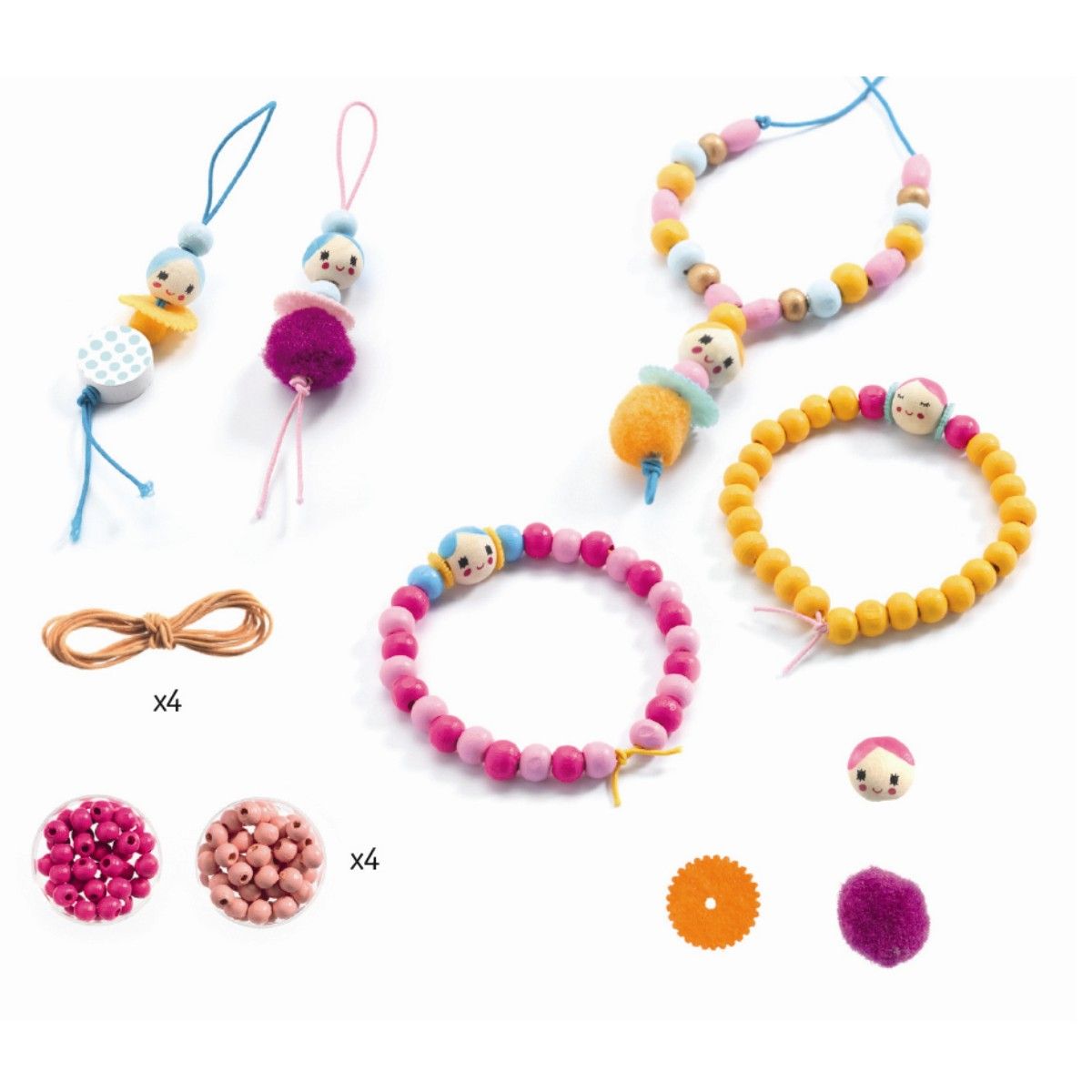 Perlesæt lyseblå/ lilla med små figurer