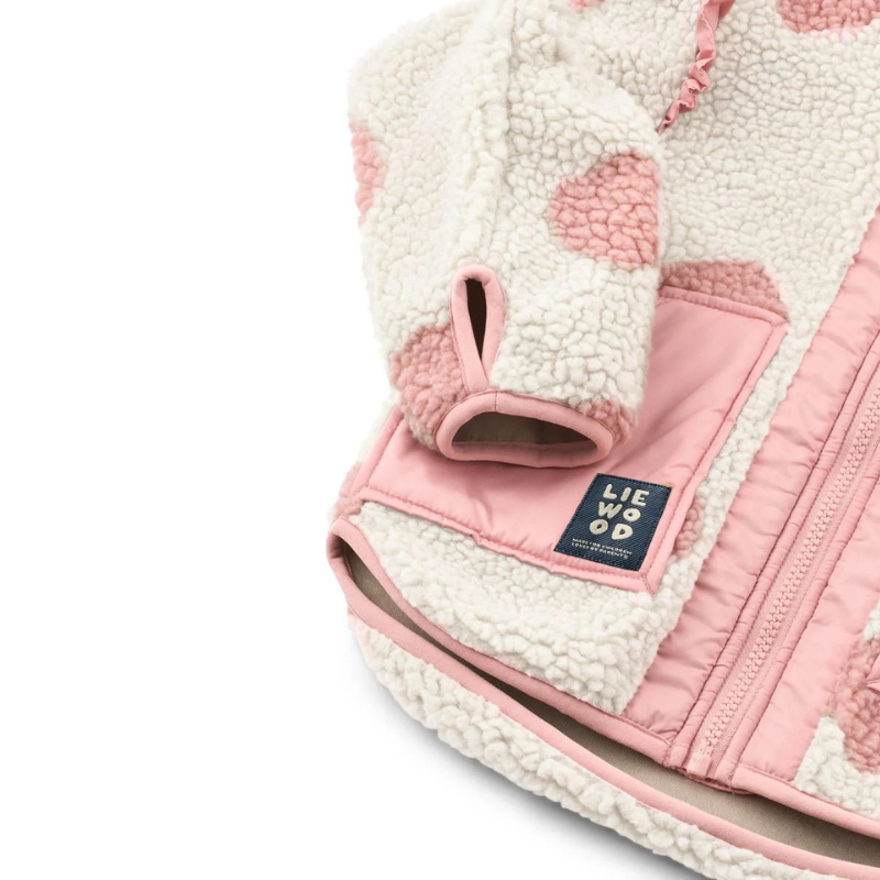 Nolan pile jacket - spot dot sandy/ rose blush mix frill