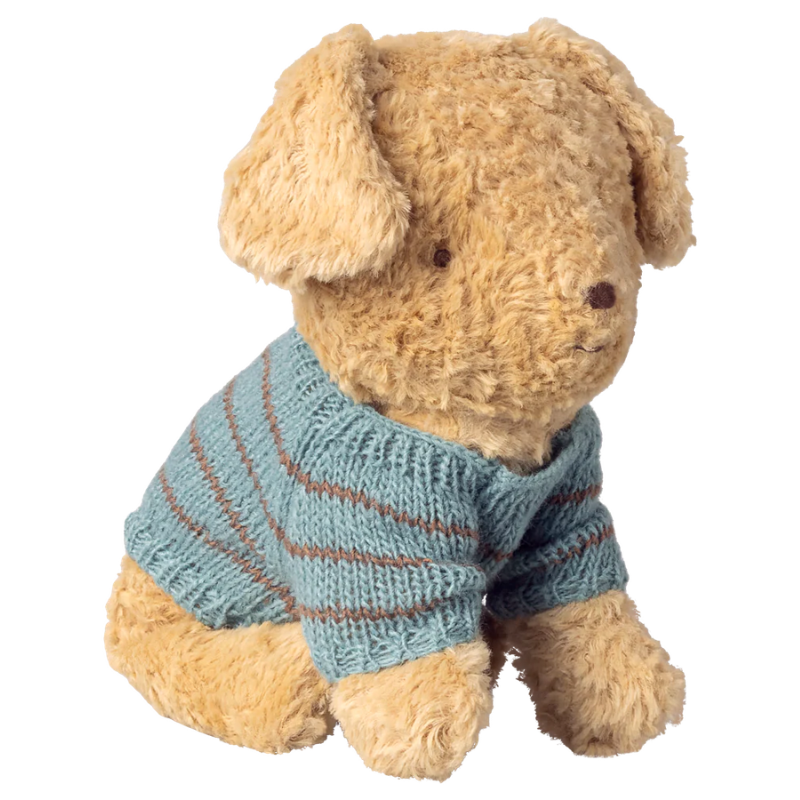 Hvalpetilbehør - strikket sweater dusty blue