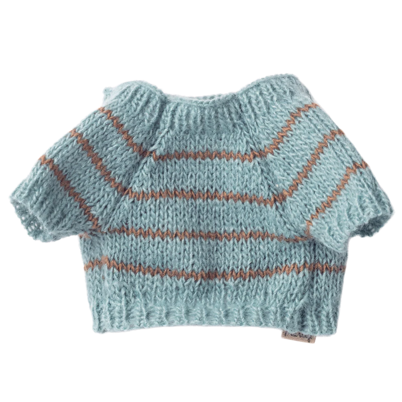Hvalpetilbehør - strikket sweater dusty blue