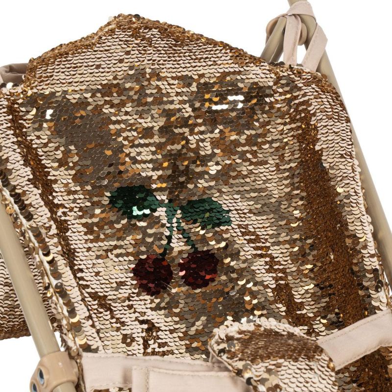 Dukkeklapvogn - Guldglitter