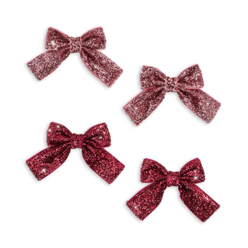 Glimmer sløjfer 4pak - Pink mix