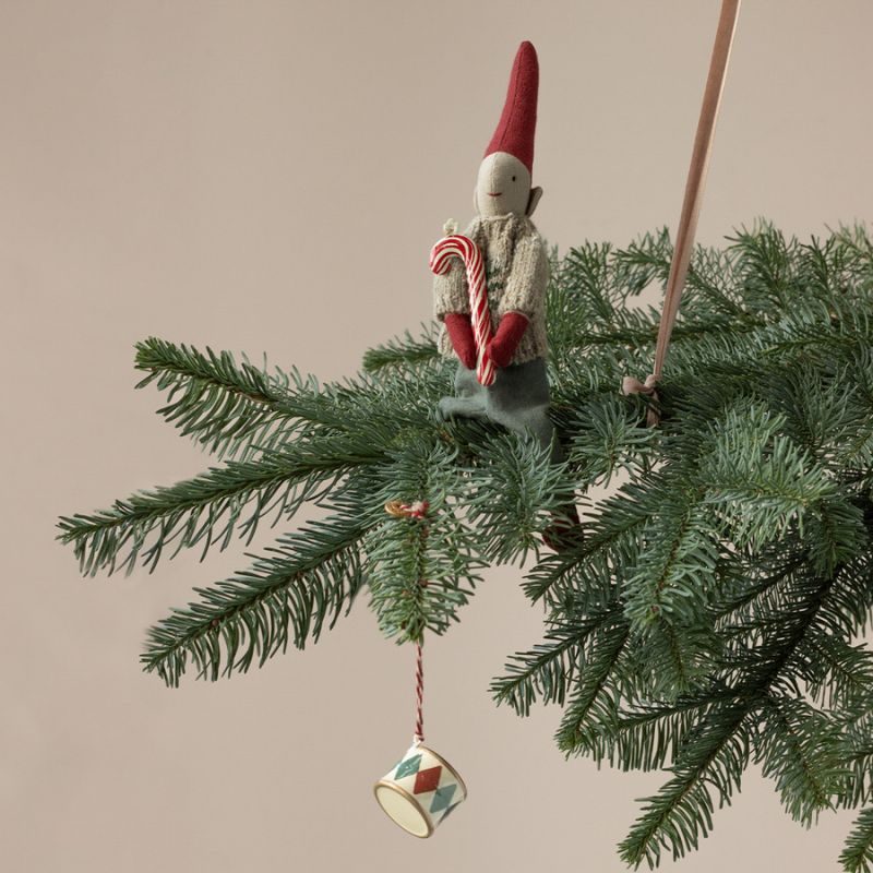 Juleophæng i metal - Sukkerstok med striber