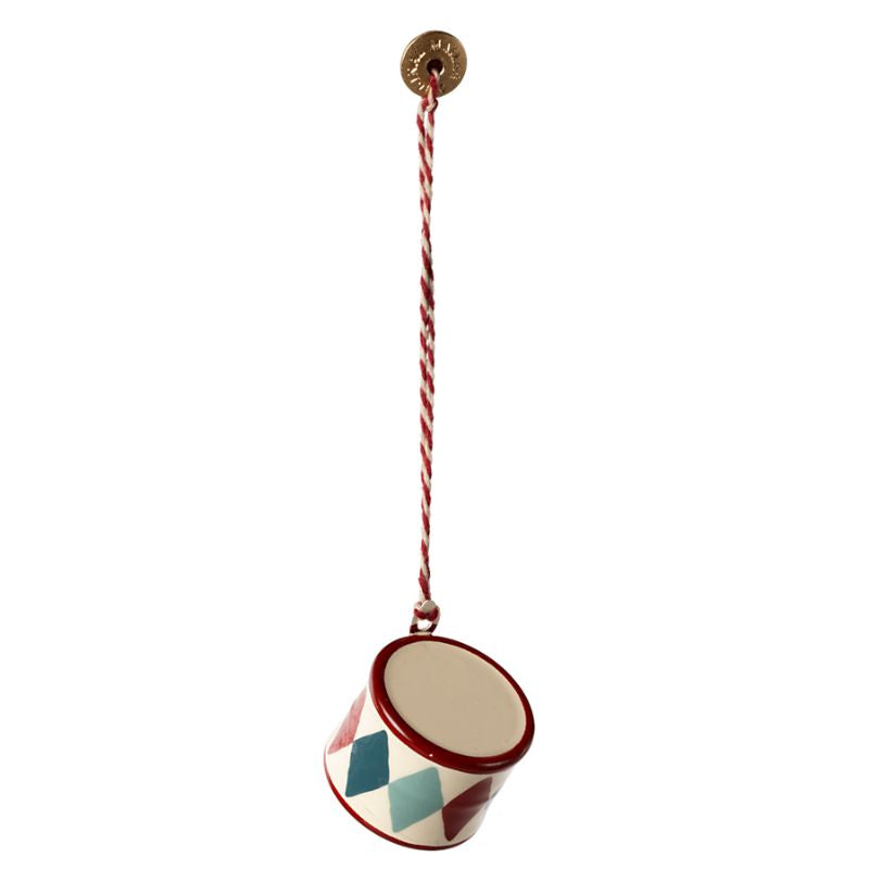 Juleophæng i metal - Tromme blå/rød