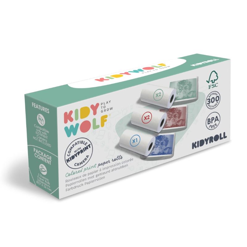 Kidyprint farvede papirruller - 5 stk.