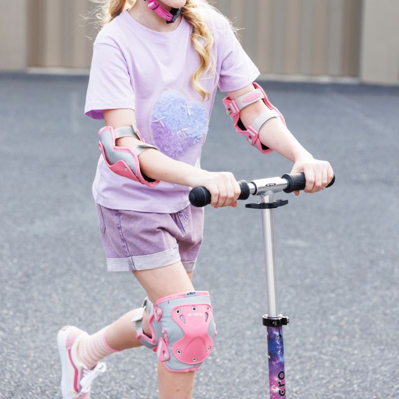 Knæ- og albuebeskyttere pink med reflekser