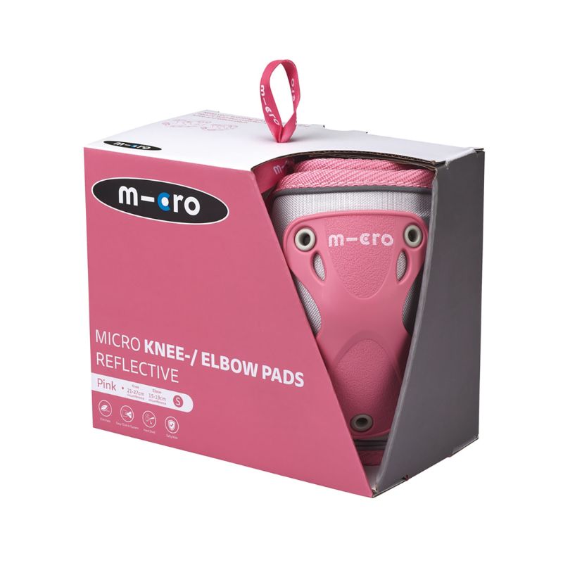 Knæ- og albuebeskyttere pink med reflekser