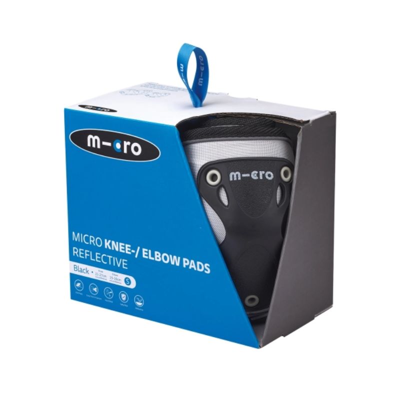 Knæ- og albuebeskyttere sort med reflekser