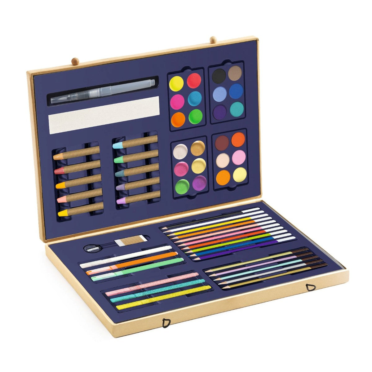 Tegne/malekuffert  med glimmerfarver - 60 dele