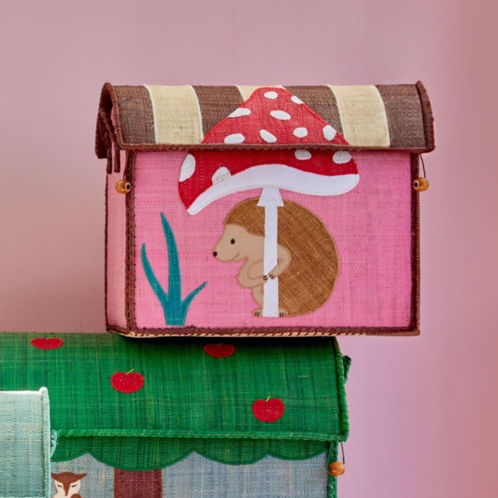 Kurvehus Happy forest - Lille størrelse i pink med pindsvin