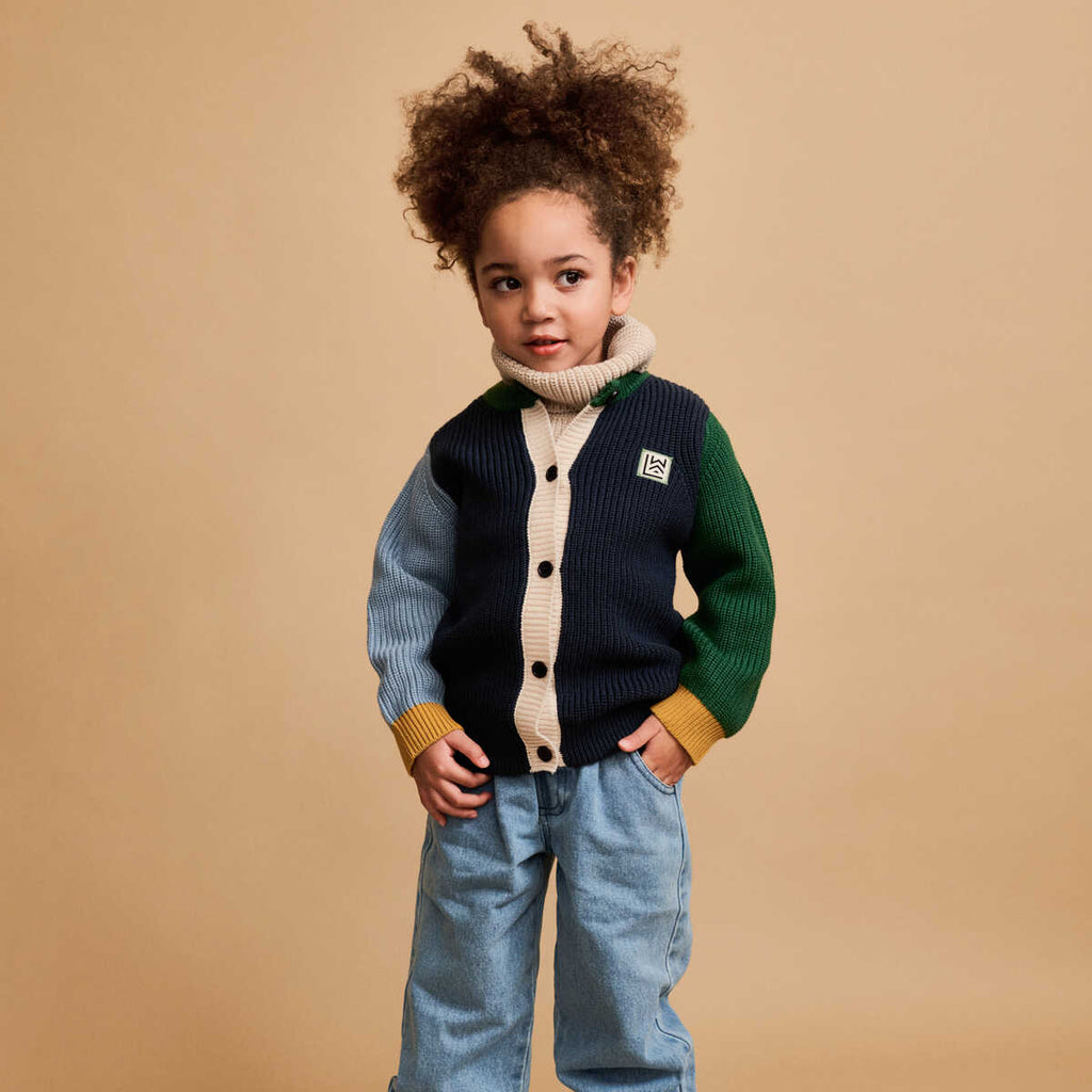 Thea bomuldscardigan - Classic navy multi mix