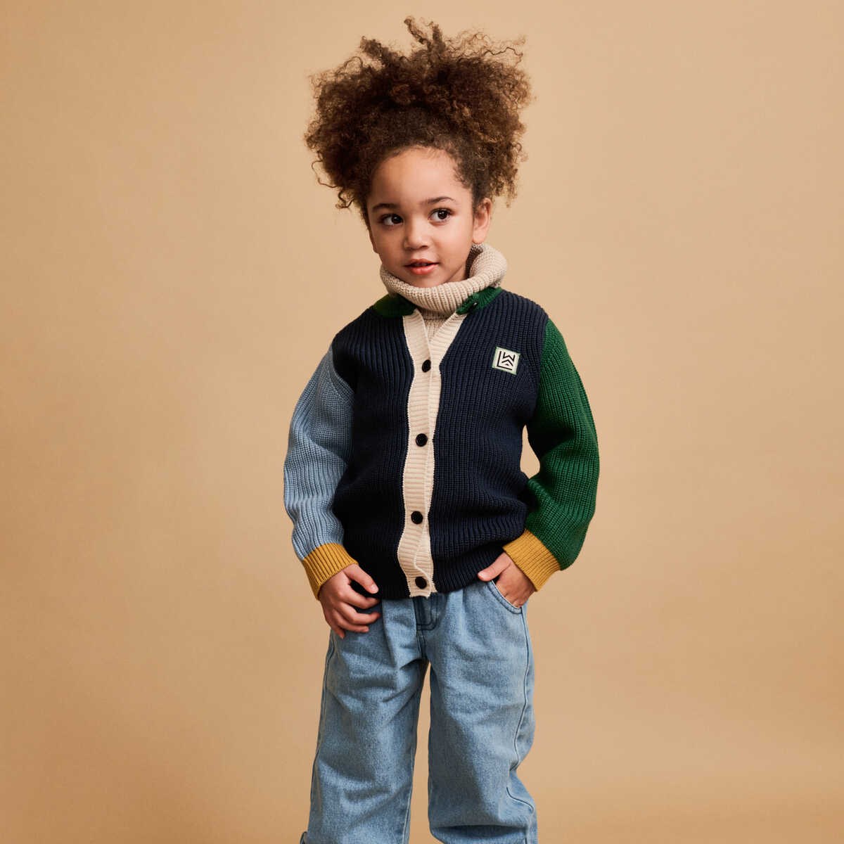 Thea bomuldscardigan - Classic navy multi mix