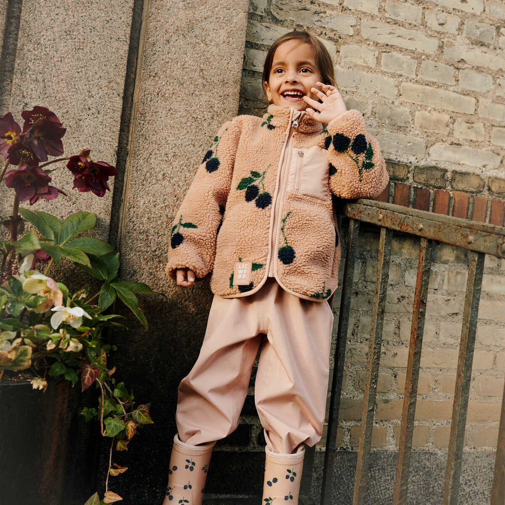 Nolan pile jakke berry/ pale tuscany