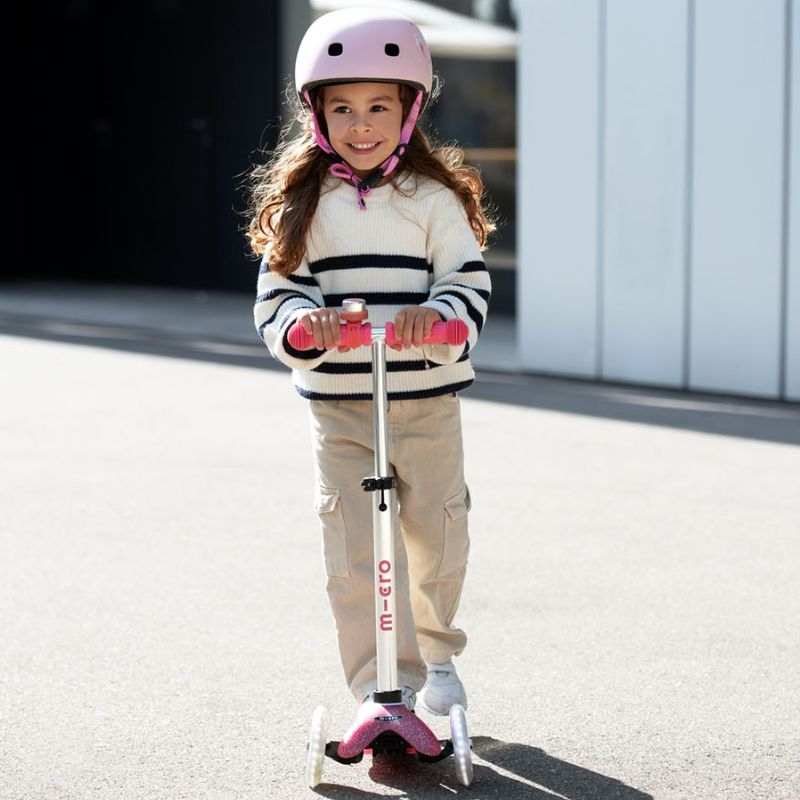 Mini løbehjul med glitter - pink